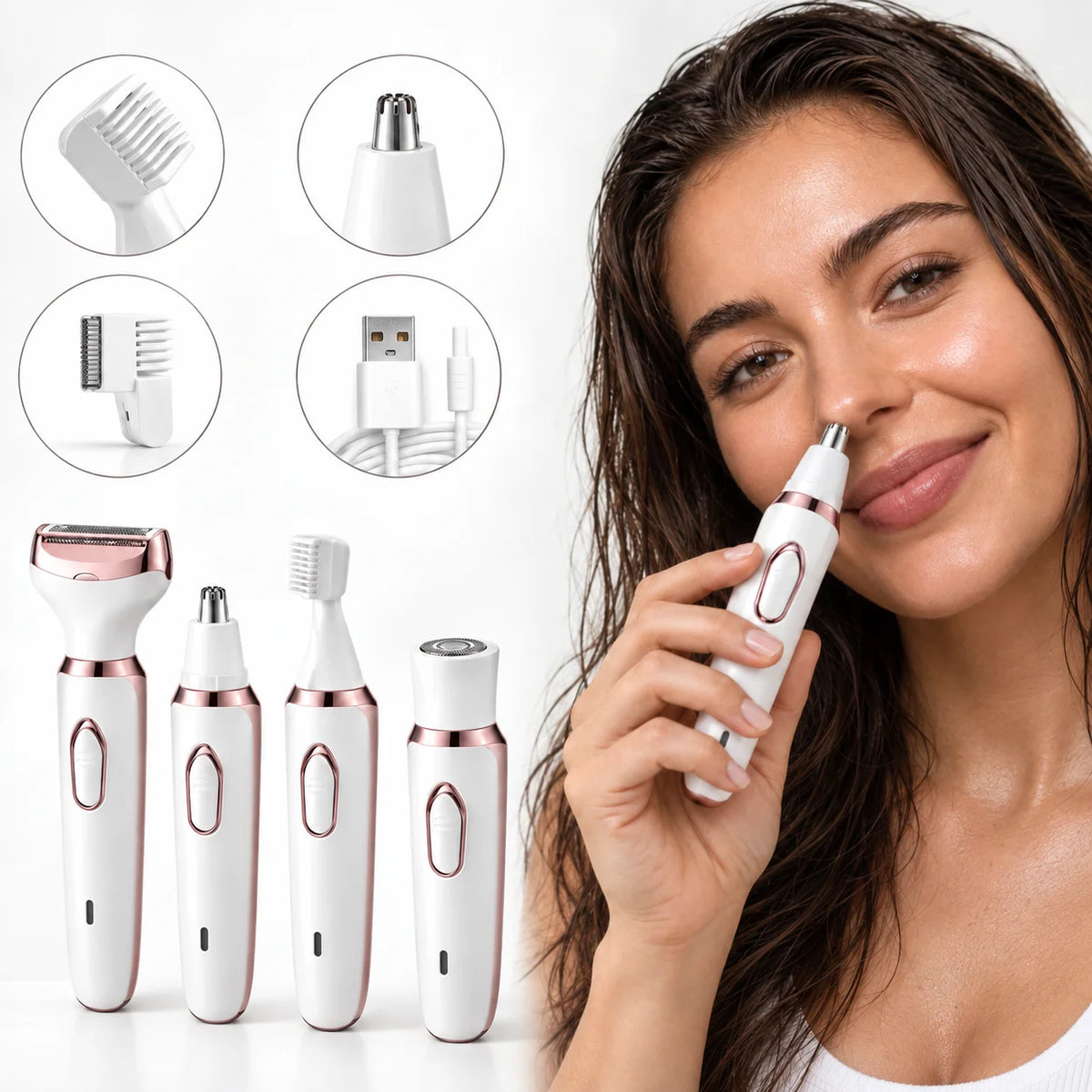 Aparador de Pelos Feminino 4 em 1 para Rosto e Corpo SWAP™