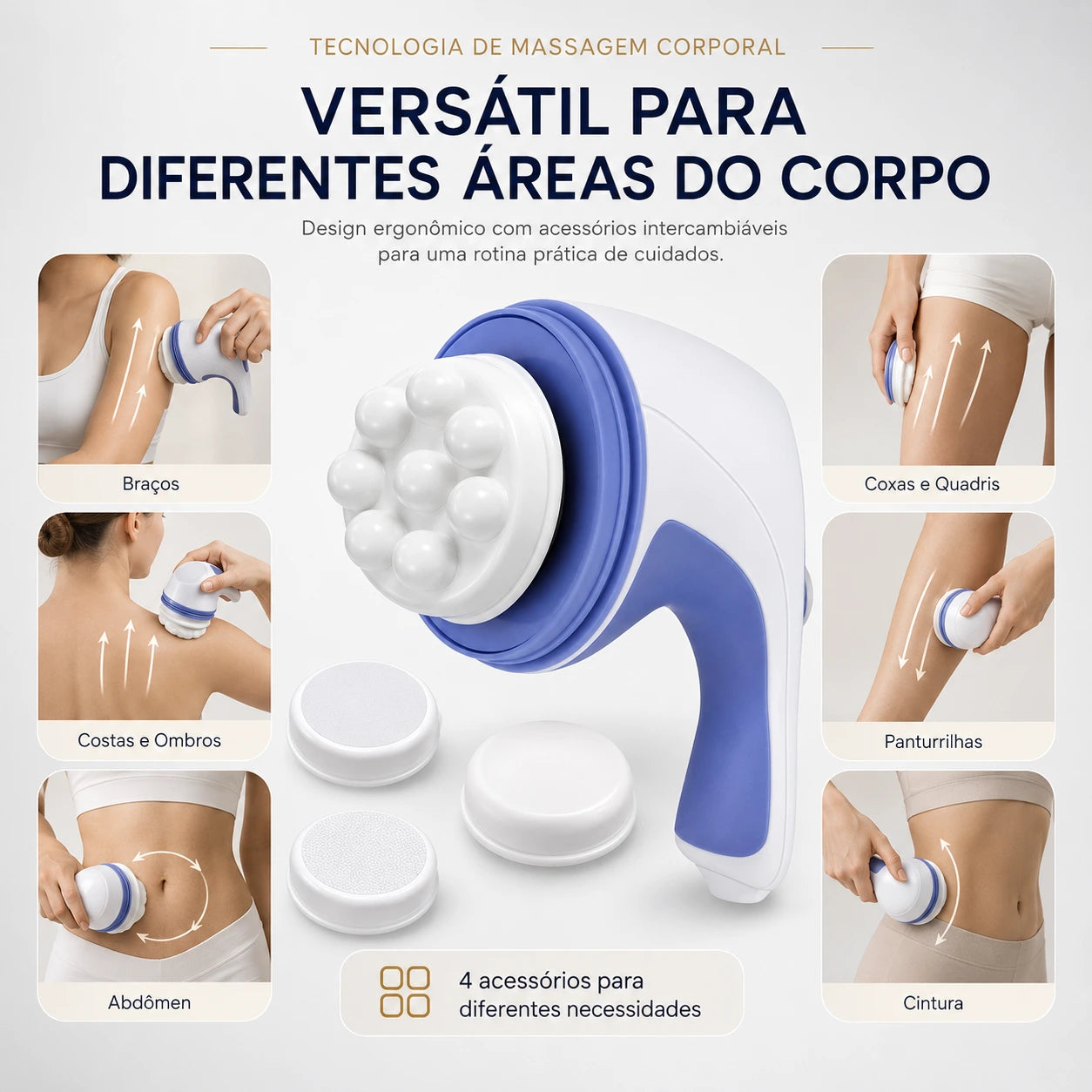 Massageador Corporal Elétrico Rotativo com 5 Acessórios RITMA™