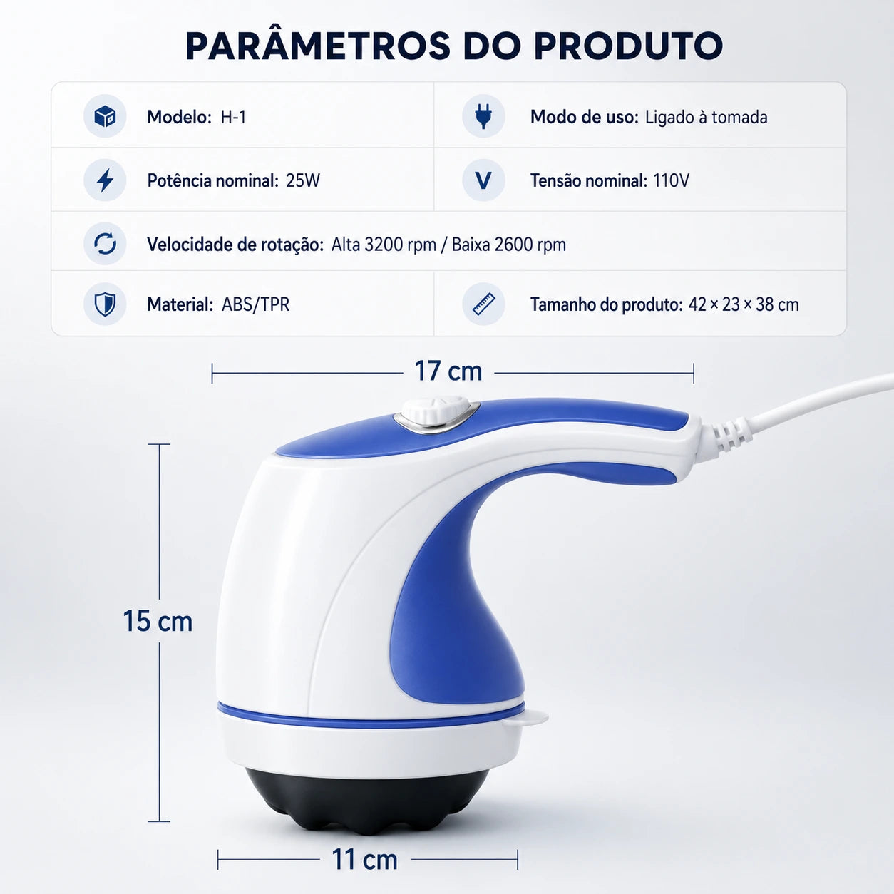 Massageador Corporal Elétrico Rotativo com 5 Acessórios RITMA™