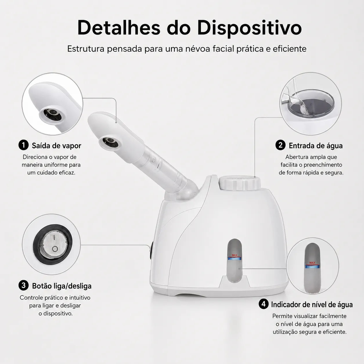 Vaporizador Facial para Preparação da Pele com Vapor Quente NUBELI™