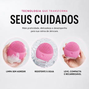 POP COLORS™ Escova Facial Sônica de Silicone Recarregável para Limpeza Profunda