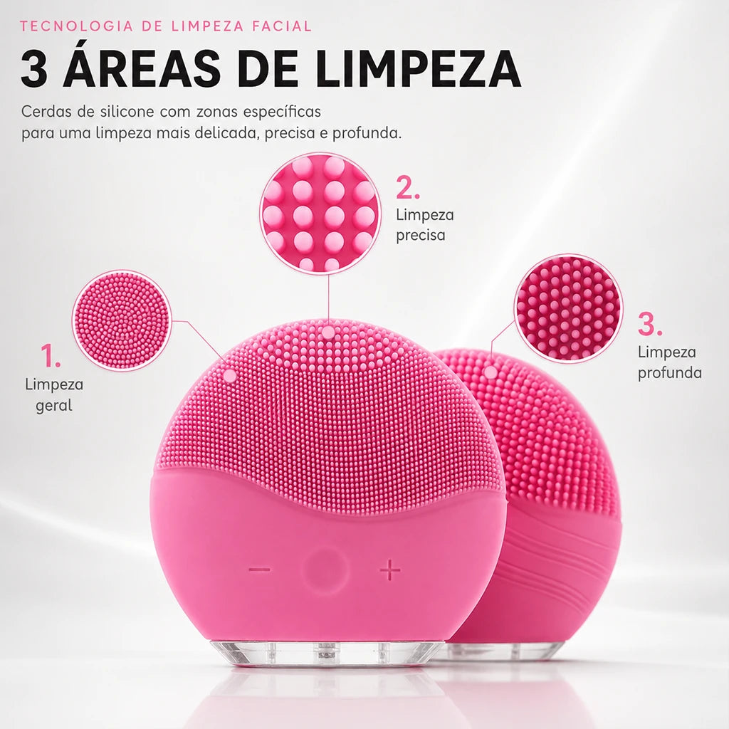POP COLORS™ Escova Facial Sônica de Silicone Recarregável para Limpeza Profunda