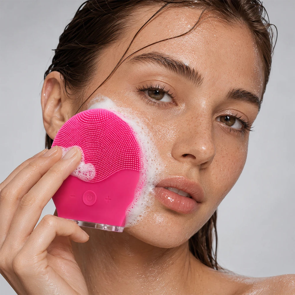 Escova facial POP COLORS Nuuva em formato compacto