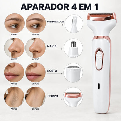 Aparador de Pelos Feminino 4 em 1 para Rosto e Corpo SWAP™