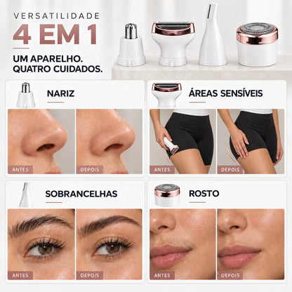 Aparador de Pelos Feminino 4 em 1 para Rosto e Corpo SWAP™