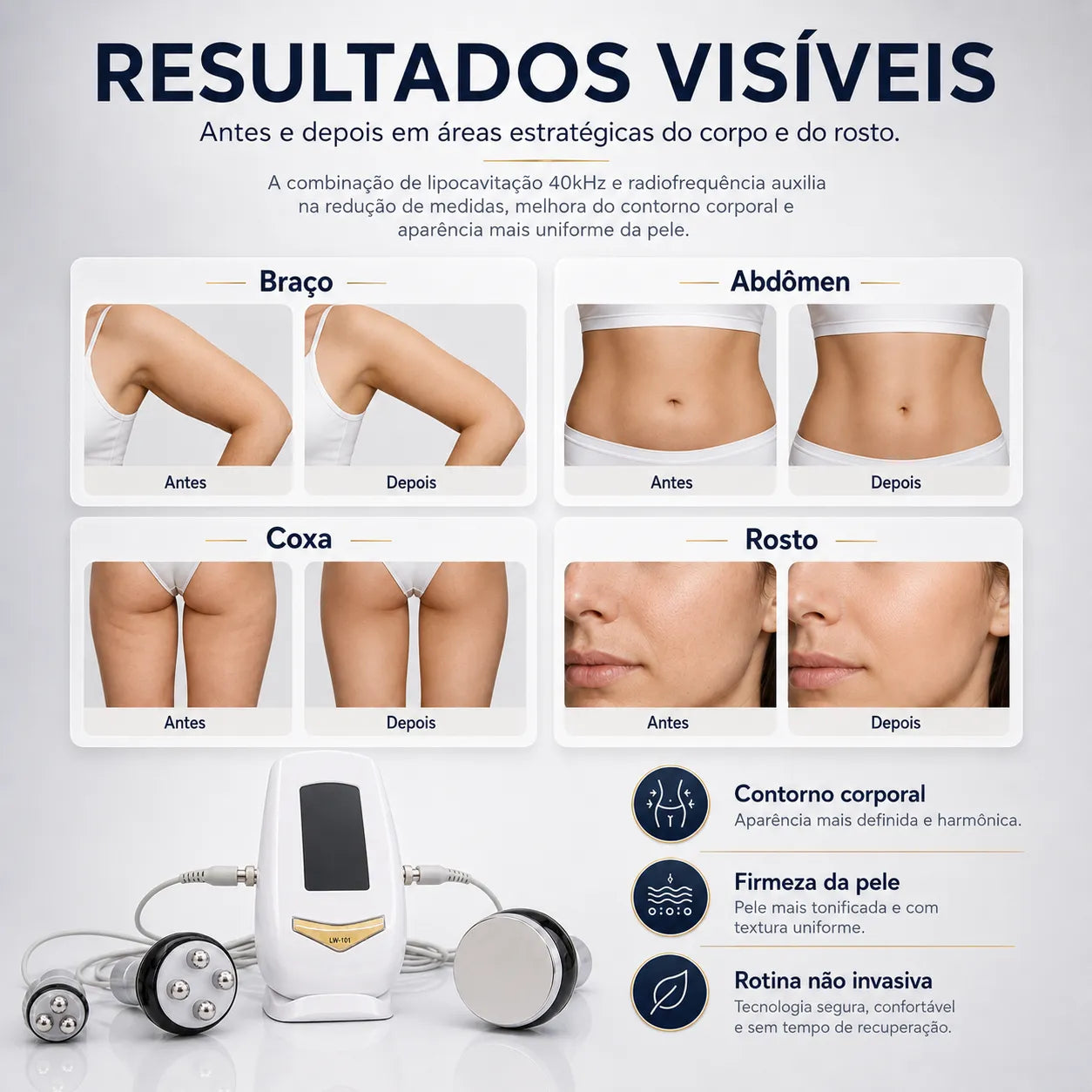 Aparelho Profissional de Lipocavitação 40kHz e Radiofrequência 3 em 1 TRIAVA™
