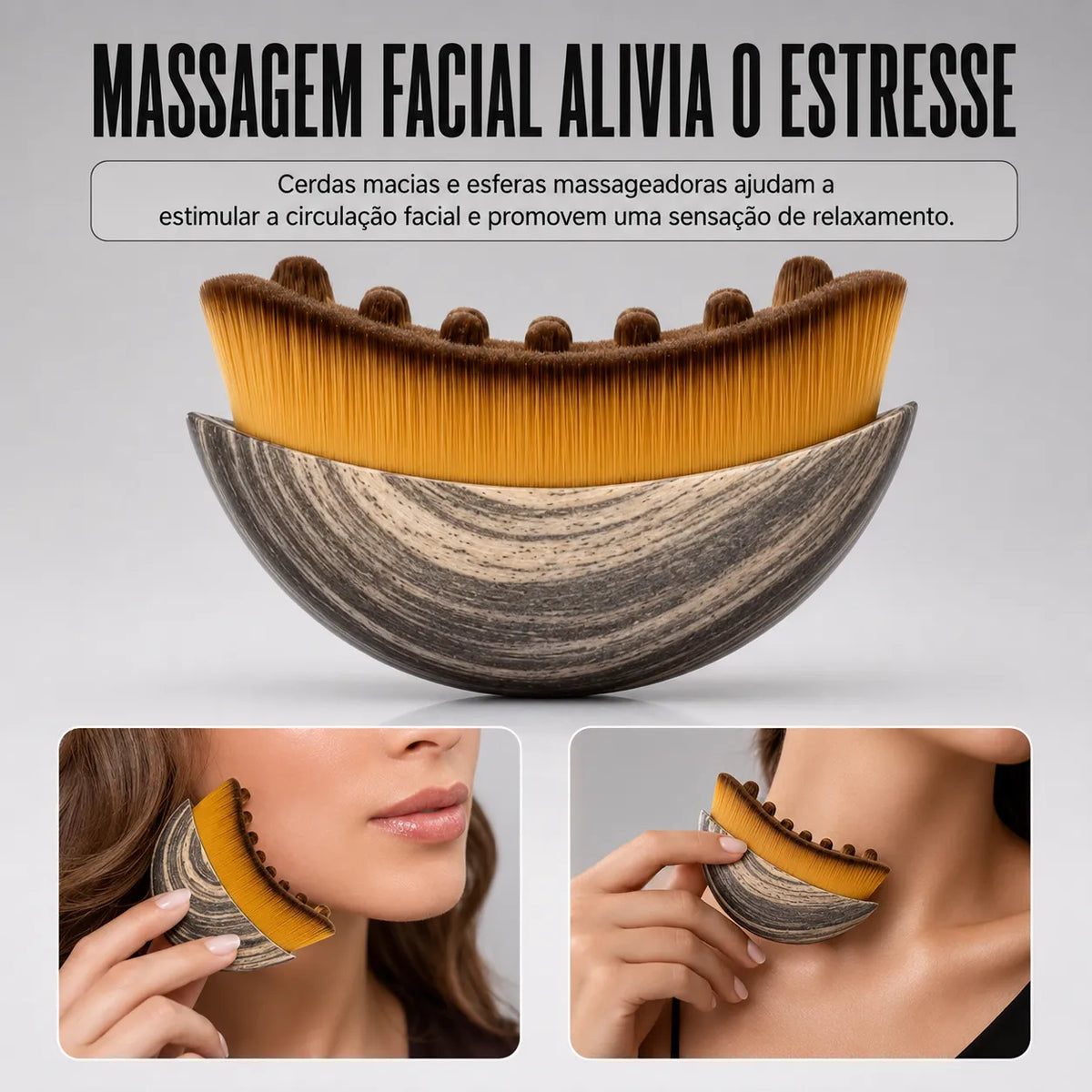 Escova Facial de Contorno para Massagem Linfática NAIA