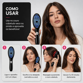 HALO™ Escova Capilar LED 4 em 1 com Massagem e Nanoatomização