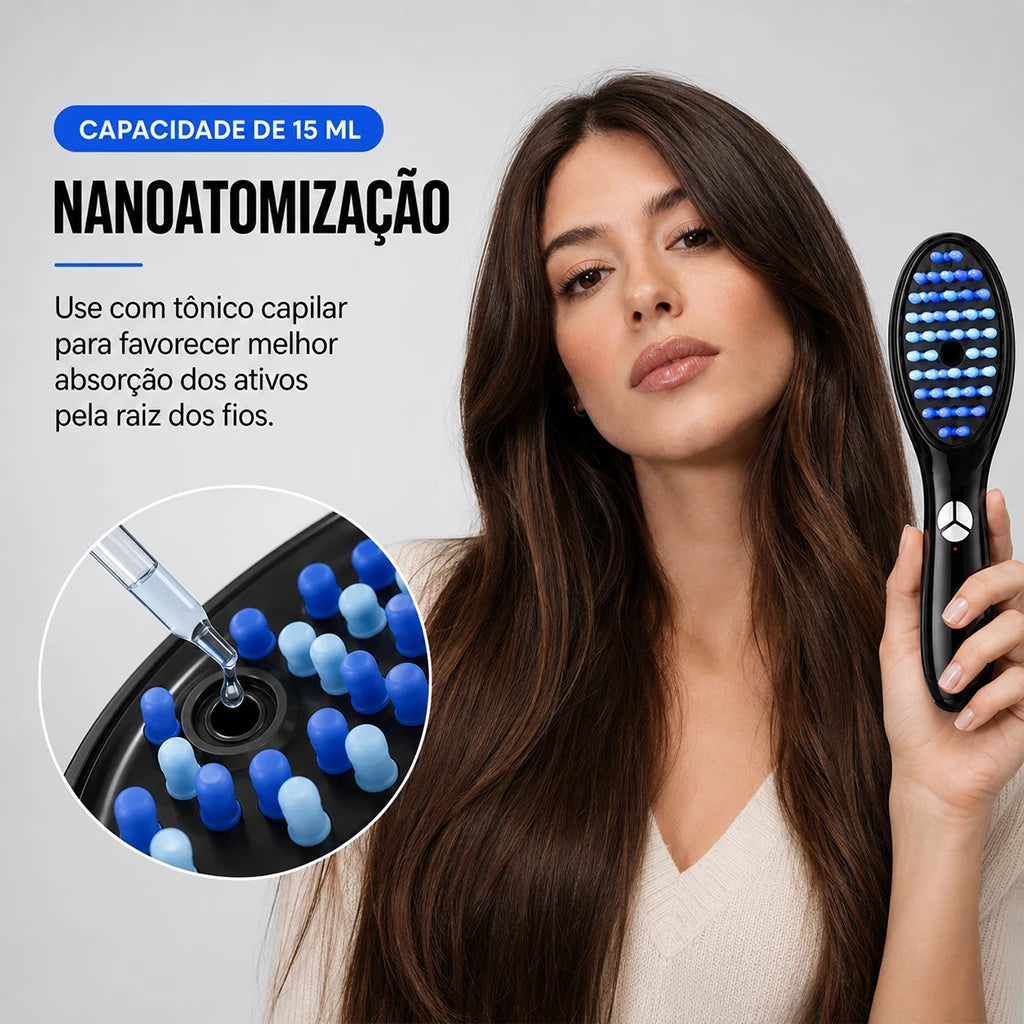 HALO™ Escova Capilar LED 4 em 1 com Massagem e Nanoatomização