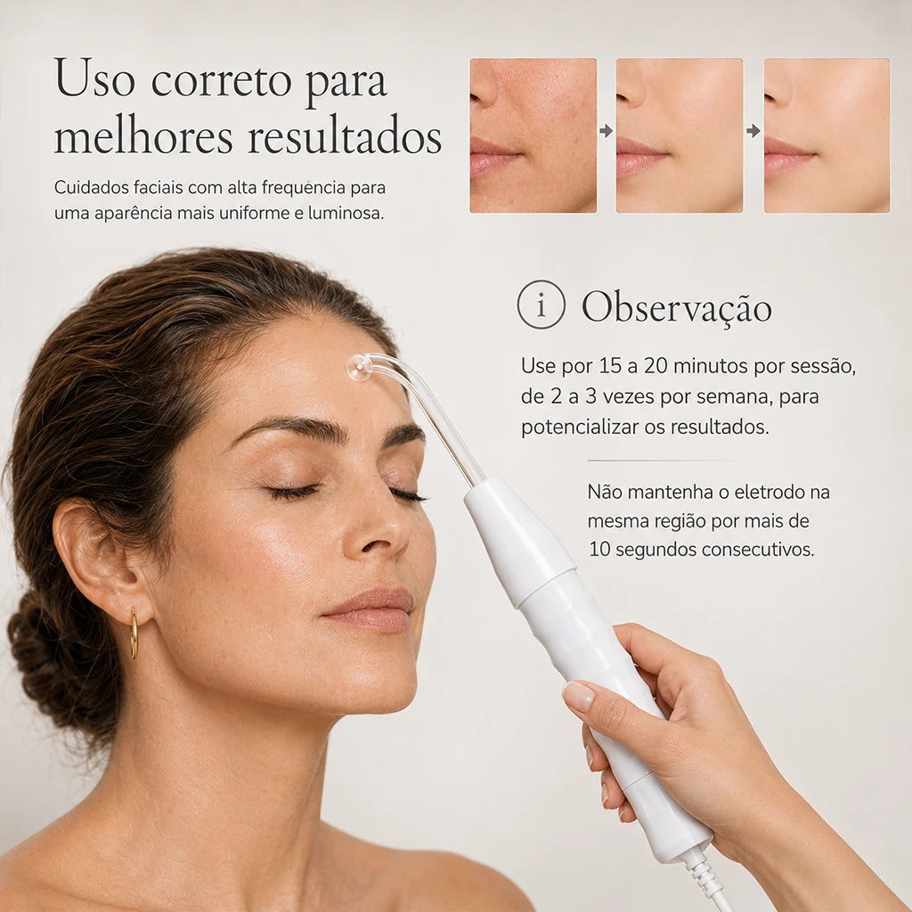 Kit de Alta Frequencia Profissional para Tratamento Facial e Capilar Haute™