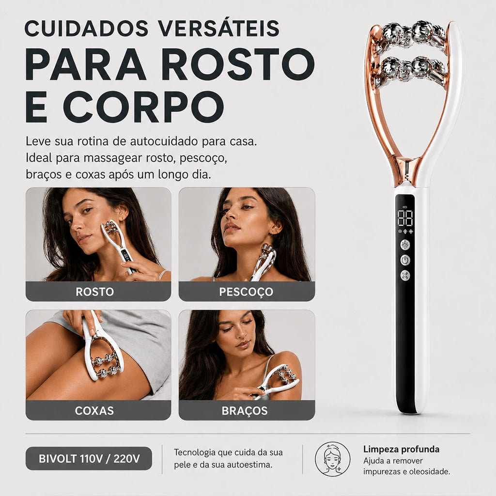 Liftroller™ Massageador Facial LED Lifting Anti-idade Rosto e Pescoço