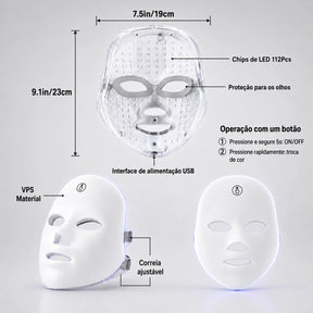 Lumis™ Máscara LED Facial 7 Cores para Fototerapia
