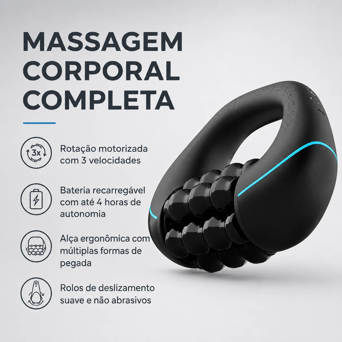 Massageador RITMA Nuuva com alça ergonômica antideslizante