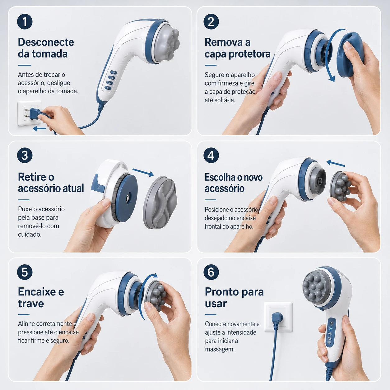 Massageador Corporal Elétrico Rotativo com 5 Acessórios RITMA™