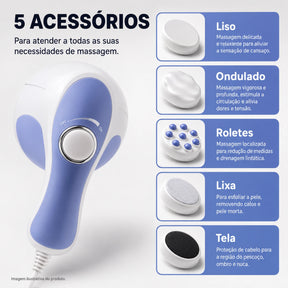 Massageador Corporal Elétrico Rotativo com 5 Acessórios RITMA™