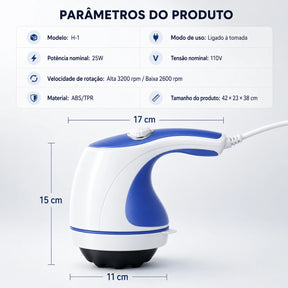 Massageador Corporal Elétrico Rotativo com 5 Acessórios RITMA™