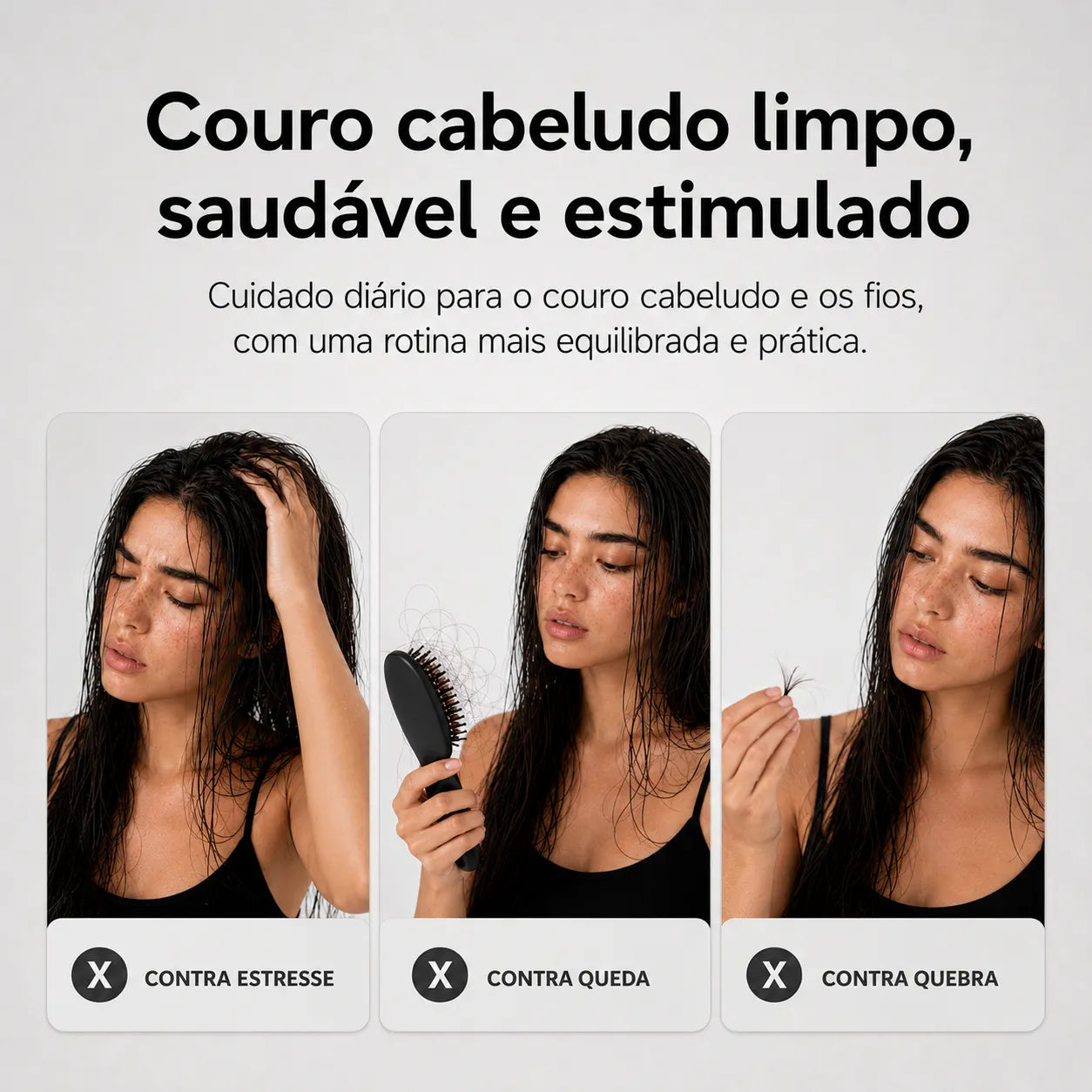 Massageador de Couro Cabeludo com Luz Vermelha e Aplicador de Sérum ORIA™