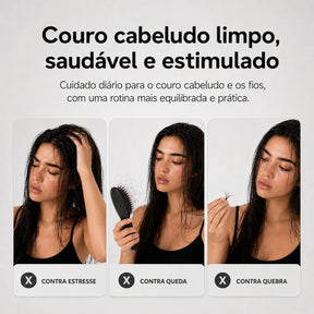 Massageador de Couro Cabeludo com Luz Vermelha e Aplicador de Sérum ORIA™