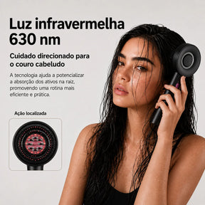 Massageador de Couro Cabeludo com Luz Vermelha e Aplicador de Sérum ORIA™
