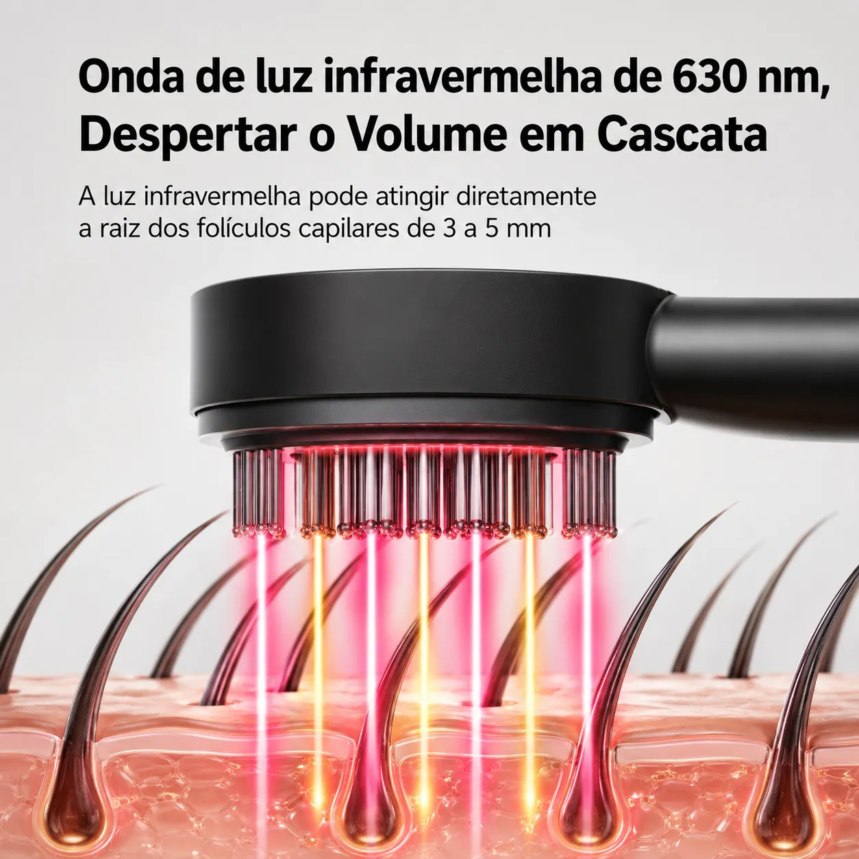 Massageador de Couro Cabeludo com Luz Vermelha e Aplicador de Sérum ORIA™