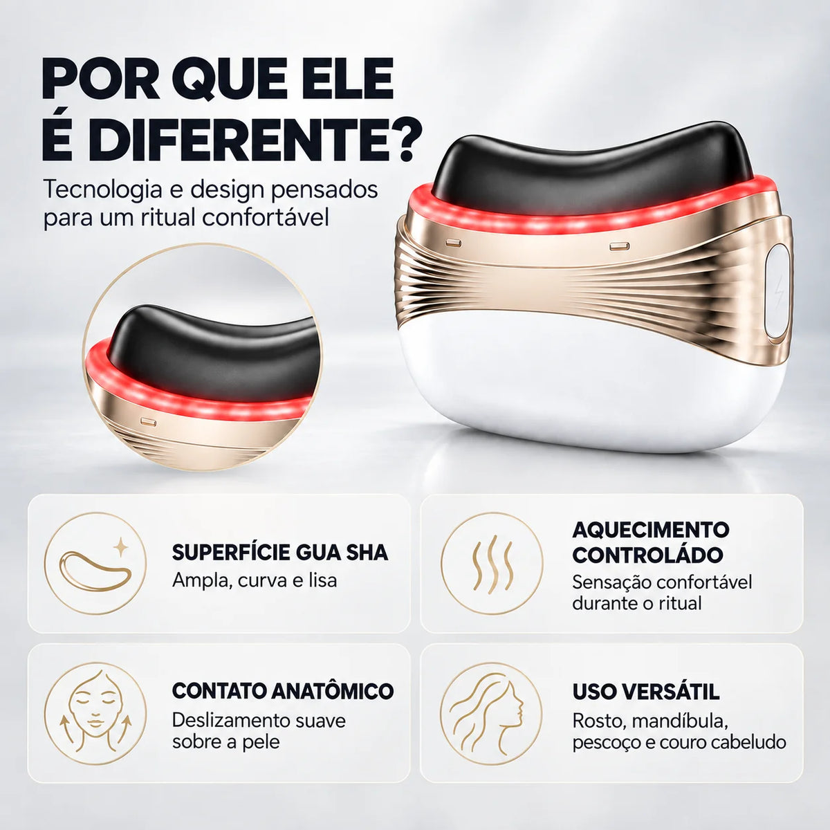 Ponteiras intercambiáveis do massageador SHIFT Nuuva: cabeça de jade e pente de aço inoxidável