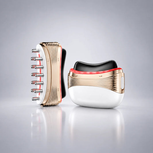 Massageador Facial e Capilar 2 em 1 com Gua Sha Aquecido e LED SHIFT™