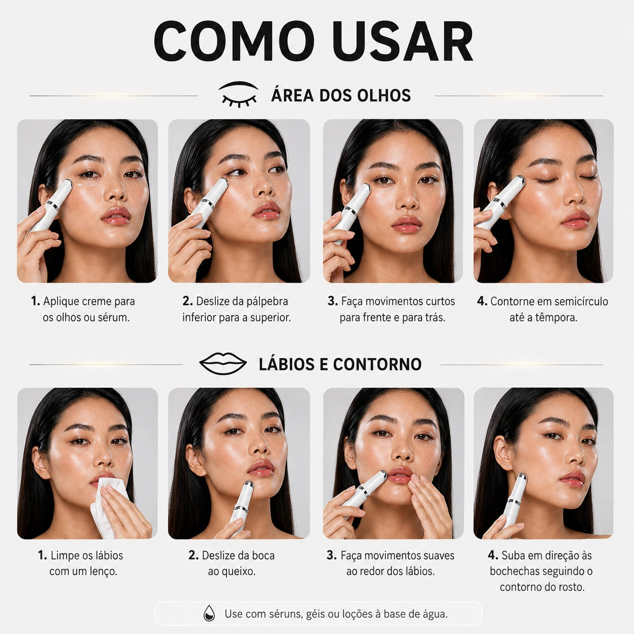 Massageador para Área dos Olhos e Lábios com Microcorrente, Aquecimento e LED VELIS™
