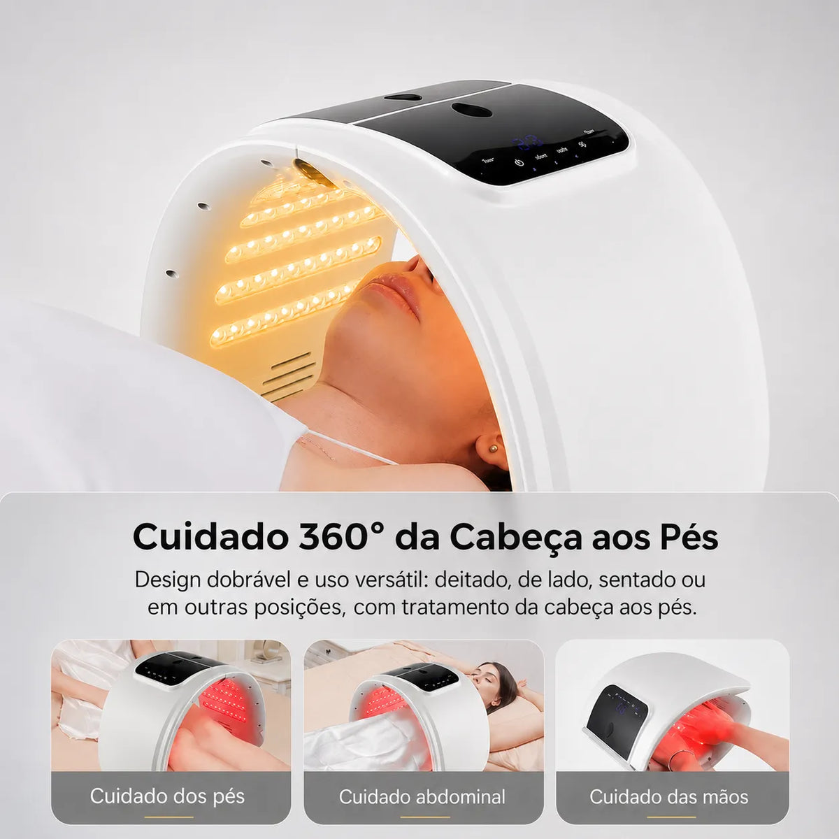 Aparelho de Fototerapia LED Facial e Corporal 7 Cores com Spray Frio IRÍDIA™