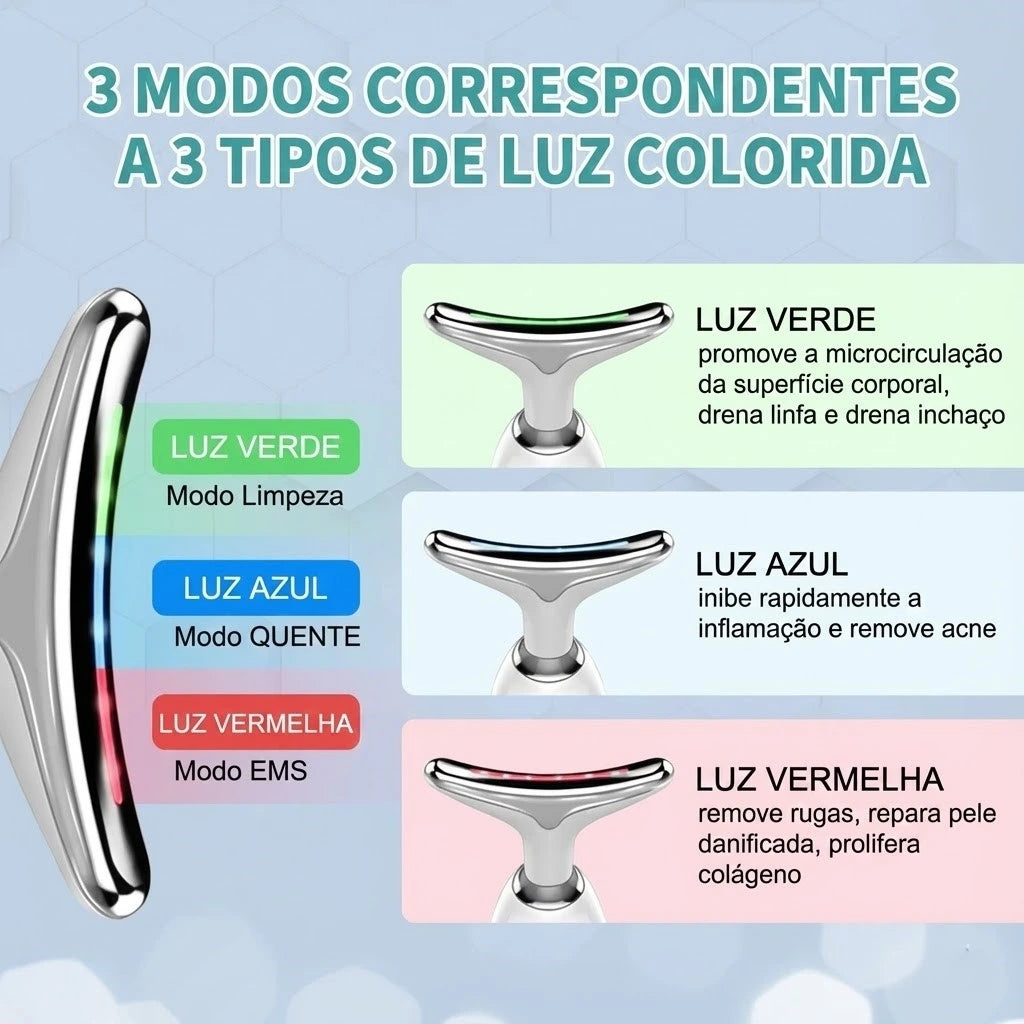 V-SCULPT™ Massageador Facial Lifting com Vibração Sônica e LED Terapêutico
