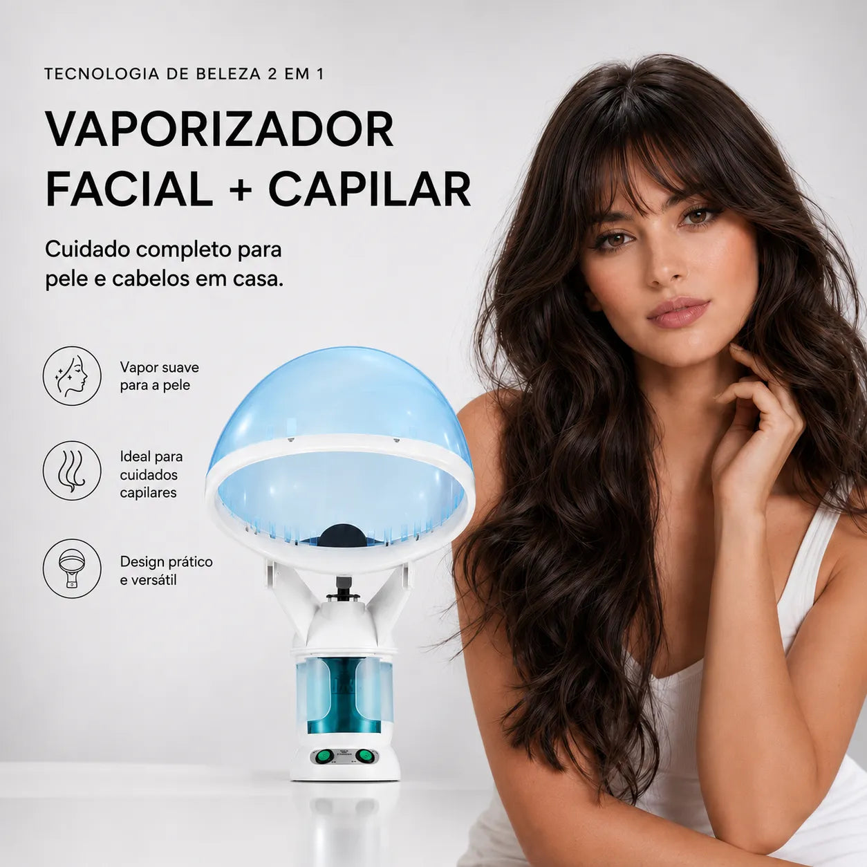 Vaporizador Capilar e Facial 2 em 1 com Cúpula VAPO™