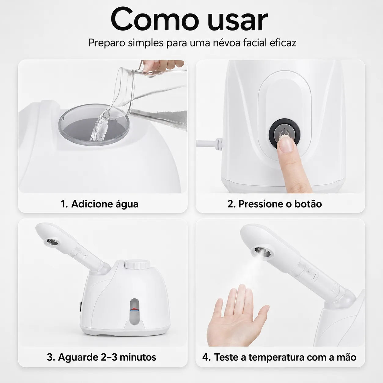 Vaporizador Facial para Preparação da Pele com Vapor Quente NUBELI™